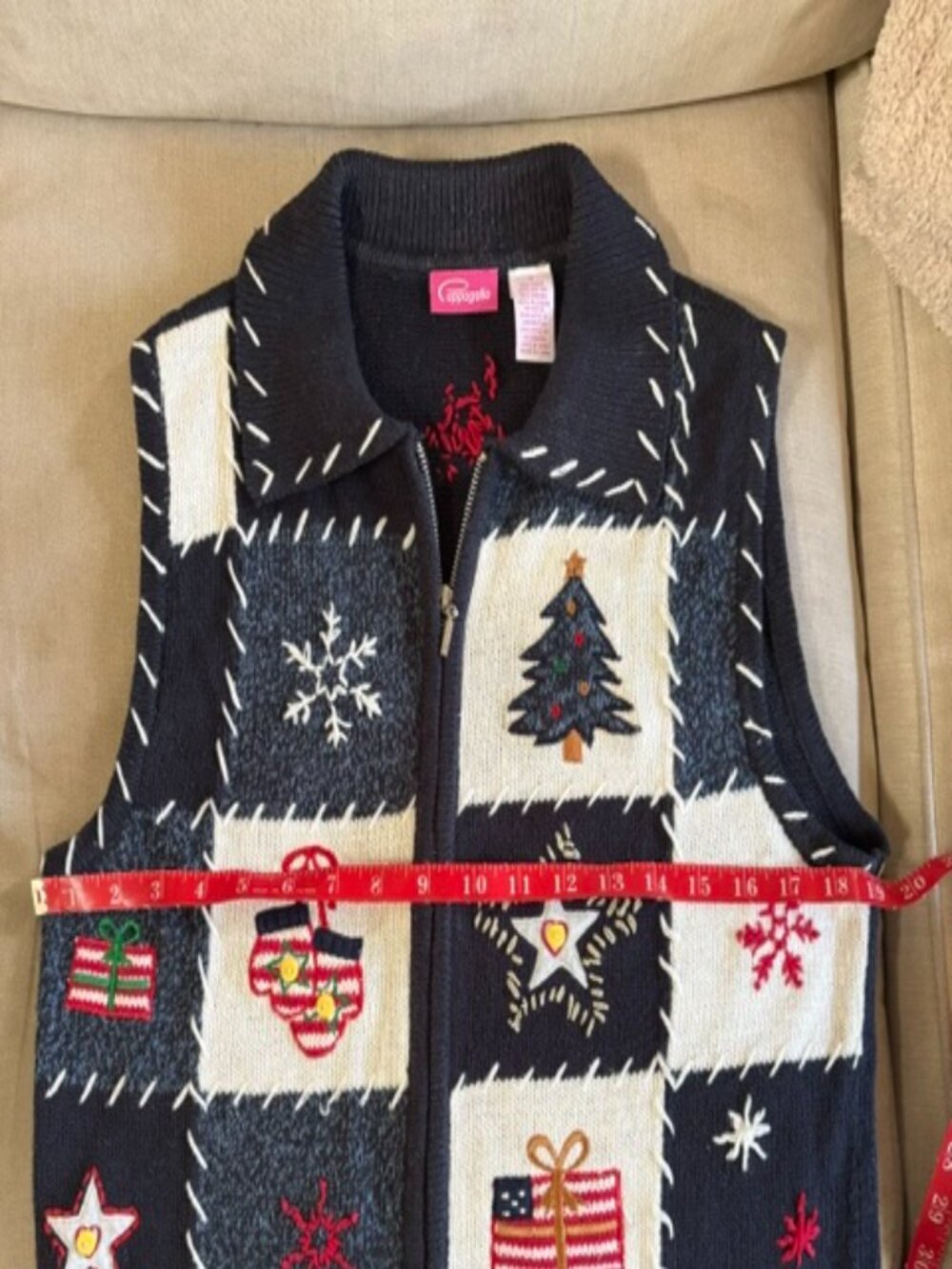 Vintage Pappagallo 80s 90s Cottagecore American Holiday Zip Sweater Vest Small - Picture 9 of 10